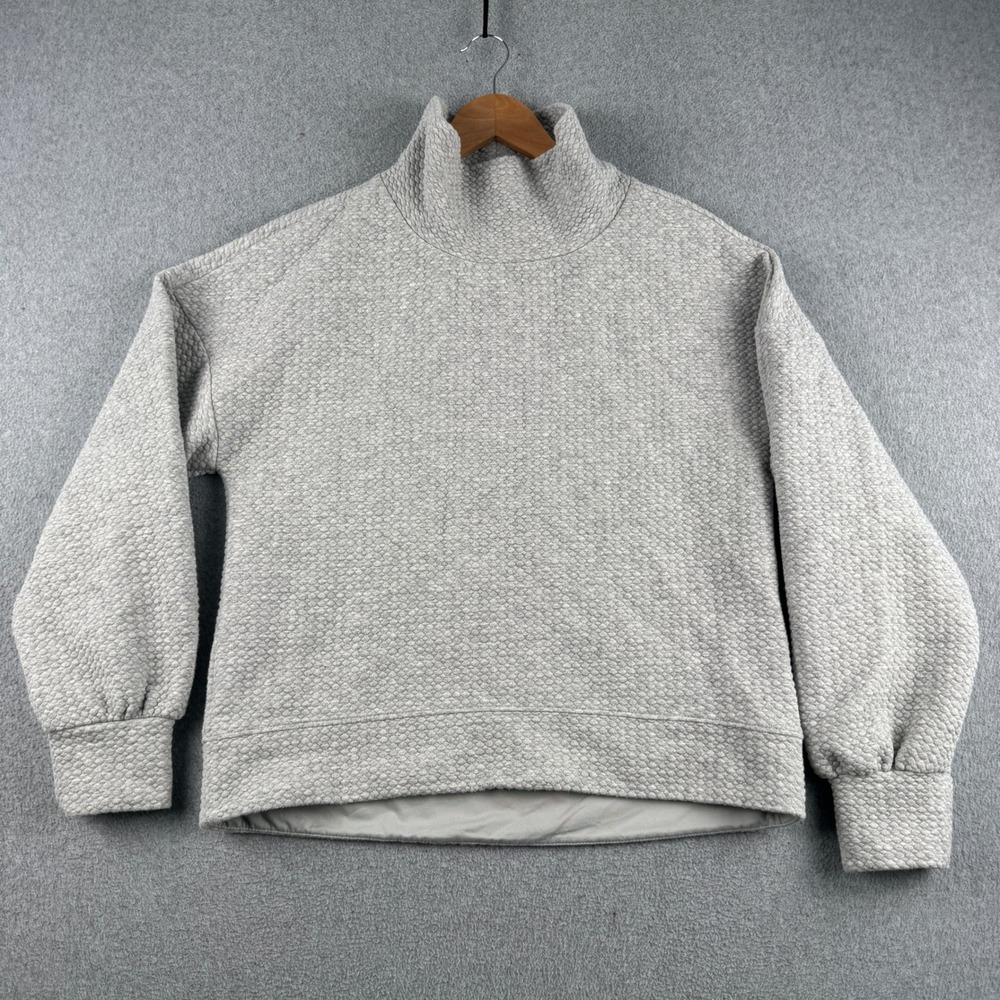 CALIA by Carrie Underwood Light Gray Textured Mock Neck Sweatshirt